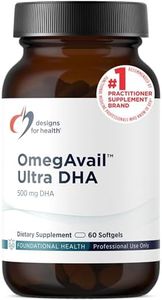 Designs for Health OmegAvail Ultra DHA - Highly Concentrated DHA Triglyceride Fish Oil, TG Fish Oil with 500mg DHA + 100mg EPA - No Fishy Aftertaste (60 Softgels)