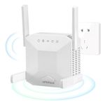 2024 Newest WiFi Extender Booster,1200Mbps 5GHz & 2.4GHz Dual Band WiFi Repeater with 4 Antennas,Ethernet Port, Broadband Extender Long Range Covers,UK Plug,Quick Setup