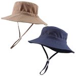 PEECABE Baby Sun Hat Summer Sun Protection Toddler Bucket Hat Wide Brim Adjustable Chin-Strap Beach Cap (Navy+Khaki, M/3-8 Years)