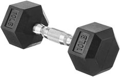 Amazon Basics Rubber Encased Hex Dumbbell Weight - 10.7 x 4 x 3.5 Inches, 10 Pounds, Pack of 1
