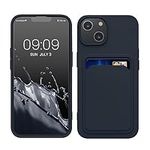 kwmobile Case Compatible with Apple iPhone 14 Case - TPU Phone Cover with Credit Card Holder - Dark Blue