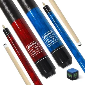 CUEBAR Pool Cues Set of 2, 58" 2-Piece Pool Sticks for Adults, 3D Grip House Bar Billiard Cue Sticks with 13mm Tip for Men Women - Blue + Red