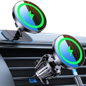 Kaistyle for MagSafe Car Mount Charger【Stronger Magnets】iPhone Magnetic Wireless Car Charger【Dashboard+Vent】 for Magsafe Charger Cell Phone Car Mount for iPhone 17 Pro Max 16 15 14 13 12 MagSafe Cases
