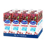 Ocean Spray Classic Cranberry Juice with No Added Sugar, 1L Carton (12-Pack)