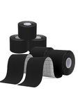 Kinesiology Tape 5 Rolls, Lychee Elastic Therapeutic Sports Tape for Pain Relief Shoulder, Knee, Tennis Elbow Support, Athletic Tape Waterproof, Breathable, Latex Free, 2" x 16.4 feet Per Roll (Black)