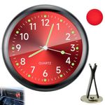 Car Clock, Car Clocks for Dashboard Air Vent-On Clock Watch Small Luminous Car Vent Clocks Watch Round Clocks Watch Digital Timer for Automotive Boat Bike Home Decoration Gifts for Men (Red）