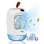 Roadtime Portable Air Cooler, 3600mAh Rechargeable Mini Air Cooling Fan with 3 Speeds Wind, Spray Modes and Night Light, Quiet Desk Fan for Bedroom Home Office