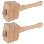 YUENPUN 2 PCS Wooden Mallet Carpentry, Beechwood Mallet, Woodworking Mallet for Chisels, Wooden Mallet Camping Hammer for Wooden Tapping Tool, Woodworking Carved Chisel