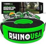 Rhino USA Tree Saver Tow Strap (7.6 cm x 2.4 m) - Lab Tested 13,600kg Break Strength - Heavy Duty Draw String Included - Triple Reinforced Loop Straps - Emergency Off Road Recovery Rope - Black