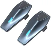 ASMAX S1 Motorcycle Bluetooth Headset Blue, 8 Riders Mesh Helmet Communication Systems with FM Radio, AI Voice Control Motorcycle Intercom with 60Min Fast Charging