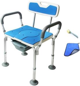 NexusSmash Bariatric Bedside Commode 450lbs, Wide Padded Commode Chair with Bucket, Heavy Duty Potty Chair for Adults Seniors Disabled, Stand Alone Raised Toilet Seat, Shower Chair with Arms