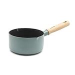 GreenPan Mayflower Healthy Ceramic Non-Stick 16 cm/1.6 Litre Saucepan with Pour Spouts, Vintage Wood Handle, PFAS-Free, Induction, Smoky Blue, Blue