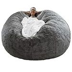 RAINBEAN Bean Bag Chair Cover(it was only a Cover, not a Full Bean Bag) Chair Cushion, Big Round Soft Fluffy PV Velvet Sofa Bed Cover, Living Room Furniture Cover,Dark Grey