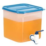 Cutting EDGE Dispenser Jar for Juice, Drinks, Water and Beverages at Picnic, Office, Restaurant with Spigot / Faucet, Square Shape Container and Wide Mouth Allows Easy Filling, Best for Outdoor/Party 4500ML/4.5L Capacity with Blue Lid ( Blue Tap )