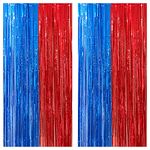 KatchOn, Red and Blue Streamers, Pack of 2 - Xtralarge, 8x3.2 Feet | Red and Blue Fringe Curtain, Red and Blue Party Decorations | Circus Theme Party Decorations | Red and Blue Carnival Decorations