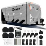 KNOX 3rd Gen Travel Trailer Cover, Anti-Tear 7 Layer APEX Fabric, Fits Motorhome RV Cover, Toy Hauler Cover, Camper Cover, Includes Ladder Cover, Tire Covers and Gutter Covers - Size 16-18 ft