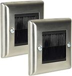 Ex-Pro 2 Pack Brush Wall Plate, Single Gang Steel Flush Wall Mounted Faceplate for Outlets, Sockets and Tidy Wire and Cable - Silver