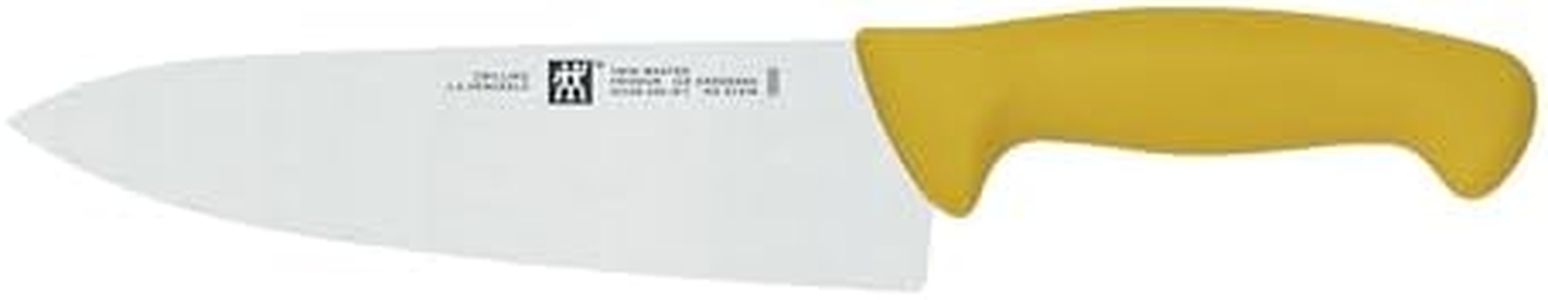 ZWILLING J.A. Henckels Twin Master 8" Chef's Knife | 57 Rockwell Hardness | Ergonomic Non-Slip Synthetic Resin Yellow Handles with Enclosed Tang | Made in Spain