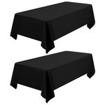 FXKS 2 Pack Black Tablecloth 153 x 260 cm, Rectangle 6 FT Table Cloth, Stain and Wrinkle Resistant Washable Polyester Table Cloth for Dining Table, Buffet Parties and Wedding