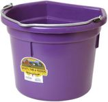 Little Giant® Flat Back Plastic Animal Feed Bucket | Animal Feed Bucket with Metal Handle | Horse Feed & Water Bucket | 22 Quarts | Purple