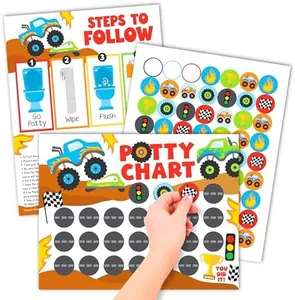 Hadley Designs Truck Potty Training Chart for Toddlers Boys - Sticker Chart for Kids Potty Training Chart for Toddlers Boys, Potty Sticker Chart for Toddlers Boy, Potty Rewards