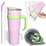 40 oz Tumbler with Lid and Straw-Water Bottles with Handle and Leak-Proof,Ice Coffee Insulated Tumbler Keep Drinks Cold or Hot Hot for Hours,Stainless Steel Travel Mug Cup Holder Friendly.