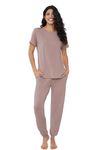 Joyaria Bamboo Viscose Pyjamas Set Women Short Sleeve Pjs Moisture Wicking Sleepwear(Blushing Pink, Medium)