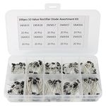 200 Pcs 10 Value Rectifier Diode 1N4001~1N5819 Zener Diode Assortment Kit