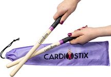 CardioStix Bundle 8oz Highest-Weighted Timbale Premium American Hickory Wood Cardio Drum Sticks | For Drumming, Fitness, Aerobic Class, Exercises & Workouts | Non-Slip, Quality (Purple with Bag)