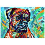 Boxer Dog Art Print, Colorful Boxer Dog Owner Gift, Dog Wall Art Print, Boxer Dog Decor Hand Signed Boxer Mom Gift by Oscar Jetson (A4)