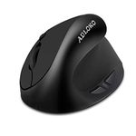 Microware Wireless Mouse, Vertical Ergonomic Optical USB Rechargeable Mice Adjustable Sensitivity 800/1200 /1600 DPI for Laptop, Chromebook, PC, Desktop (Black)