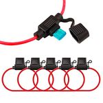 FULARR 5Pcs Premium ACS Small in-Line Waterproof Blade Fuse Holder with 16 AWG Wire Harness, Free 15Pcs Mini Blade Fuses + 1Pcs Fuse Extractor + 5Pcs Wire Ties –– 12V / 24V