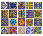 Shiv Kripa Blue Art Pottery Classic Decorative Interior Exterior Flooring Wall Ceramic 2 x 2 inch Tiles Pack of 20 Tiles (Blue,Yellow & Multi)