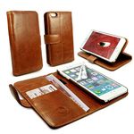 TUFF LUV Vintage Leather Wallet-Style Case Cover Compatible With iPhone 6 Plus - Brown