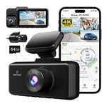 REDTIGER F17 4K 3 Channel Dash Cam, 5G WiFi Front and Rear Inside with 64GB SD Card, Built-in GPS, 3 inch IPS Screen, IR Night Vision, WDR, G-Sensor, Parking Mode