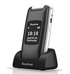 Easyfone Prime-A1 3G Unlocked GSM Senior Flip Cell Phone, Big Button Hearing Aids Compatible Easy-to-Use Basic Cell Phone with Charging Dock(Black)