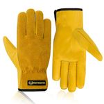 WESTWOOD FOX Safety Work Gloves for Men and Women Thorn-Proof Breathable Leather Garden Gloves Heavy Duty Flexible Padded Palm Gloves for Gardening Mechanics Construction Utility