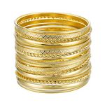 Ensoul Multiple Metal Bracelets & Bangles Set for Women Luxury 20Pcs/Set 2.68” Diameter., 20 Piece, Metal