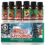 Christmas Set of 6 Premium Essential Oils, SNOWSEN Fragrance Oils for Diffuser, Candle Making,Wool Dryer Balls, Mistletoe,Christmas Pudding, Candy Canes, Apple Cinnamon, Gingerbread, Almond Cookies