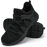 INZCOU Running Shoes Lightweight Tennis Shoes Non Slip Workout Shoes All Black Breathable Mesh Walking Sneakers 7.5women / 6.5men