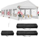 DWVO 16x32 ft Outdoor Heavy Duty Party Tent Wedding Event Shelters Upgraded Galvanized Canopy with Large White Roof, Removable Sidewalls & Storage Bags