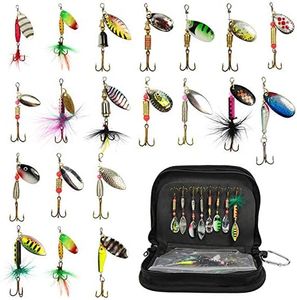 20 Pezzi Cucchiaini da Pesca Esche Artificiali Spinning per Trota, Persico,Luccio Spoon Kit 3g-14g