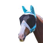 Shires Fine Mesh Horse Equine Fly Mask with Ears 60% UV Protection (Extra Full, Teal)