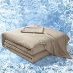 PHF Cooling Comforter Set King Size, 3PCS Soft Breathable Lightweight Summer Bedding Set for Hot Sleepers, Silk Smooth Double-Side Cooling Bed Set with 1 Comforter and 2 Pillowcases, Simple Taupe