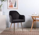 Mrc Browny Dining Accent Chair for Living Room Bedroom Restaurant,Velvet Fabric & Cushion Seat with Rosegold Metal Legs (Premium).