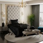 Stoa Paris Satin Comforter Single Bed with 300 TC Quick Dry Fabric Comforter, One Pillow Cover, Luxury Bedding Set, Diwali Decoration, Home Decor Gifting, for Couples, Wedding, Midnight Black