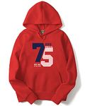 ADRO Men's Cotton Neck Hooded Sweatshirt (H21-M-75-RD_Red_2XL)