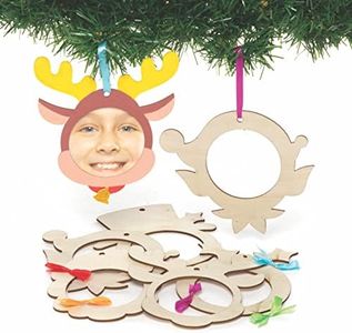 Baker Ross FC165 Cornici di Natale in legno per bambini - Confezione da 10, Cornici di legno per bambini, Attività natalizie per bambini