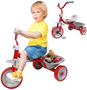 AUTOWT Kids Tricycles Age 2-4 Years, Toddler Kid Trike with EVA Wheels and Detachable Basket, Baby Balance Bike Ride-on Toys for Boys & Girls Birthday Gift Red