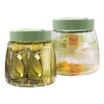 Uooker 2 x 1 Liter Fermenters, Pickle Jar with Vent Valve, Great for Fermenting Kimchi, Sauerkraut, Preserves, Yogurt, Safe Food Storage Large Capacity Fermentation Jars